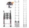 Telescopic Ladder 4.4M/14.4FT Stainless Steel Extension Ladder with Detachable Hooks, 150KG Max Capacity Portable Multi Purpose Extendable Loft Ladder Portable Folding Ladder, EN131