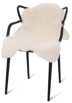 Australian Lammfell Echt Weiß 90 x 60 cm, Schaffell Echt Weiß, Naturfell | [Geschorenes 3 cm] geruchlos, Lammfell Teppich für das Sofa, Schaffelle