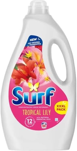 Surf Tropical Lily Laundry Liquid, 100 Wash- Lasts For Up to 100 Washes- Fresh & Pleasant Long-lasting Fragrance- Provides a Brilliant Deep Clean