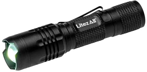 LitezAll 400 Lumen Tactical Flashlight – Small Tactical Flashlight with Zoom Focus Beam, High/Low Modes, Heavy-Duty Flash Light Tactical Design, Battery Operated