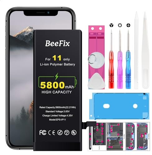 Beefix Akku für iPhone 11: 5800mAh Li-Ion Ersatzakku für iPhone 11 mit Reparaturwerkzeugen Batterie Kompatibel mit Modell A2111, A2221,A2223