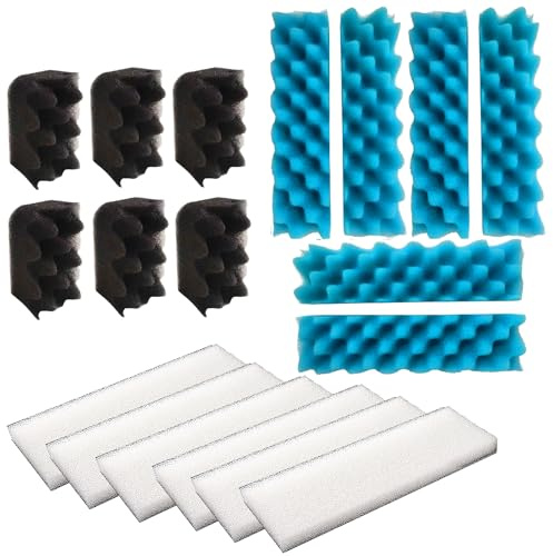 Qzbhct 18-teiliges Bioschwamm für Aquarien, blauer Schaumstoff, schwarz, Filter-Pads, kompatibel mit Hagen Fluval 406, 407 Filtersystemen