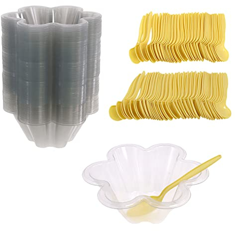 DBOO 8 oz Dessert Cups 50 Pack Clear Small Party Serving Bowls for Sundae, Parfait, Fruit, Strawberry Shortcake