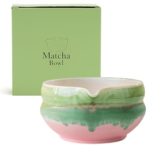 Jinfanshurich Matcha-Schüssel Keramik mit Ausgießer, handgefertigte japanische Matcha Schale & Bowl, Teeschale für Teezeremonien und Matcha-Zubereitung