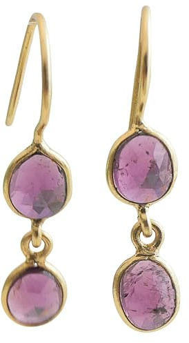 Granet Vergoldet 925 Silber Ohrringe - Natürlicher Edelstein | Geburtstagsgeschenk - Handgefertigte Geschenkideen für Frauen
