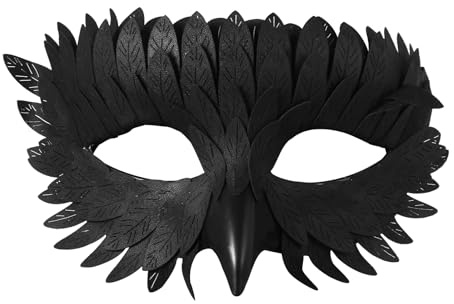 JewelryWe Máscara Mascarada Cuervo Unisex: Máscara de Media Cara Animales Disfraz Decoraciones para Fiestas de Sfantasía Carnaval Halloween Cosplay