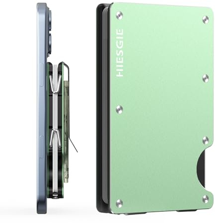 HIESGIE MagSafe Wallet Compatible with iPhone 16/15/14/13/12 Series, Mag Safe Card Holder with Money Clip & RFID Blocking, Slim Metal Wallet for Women, Minimalist Magnetic Phone Wallet, Green