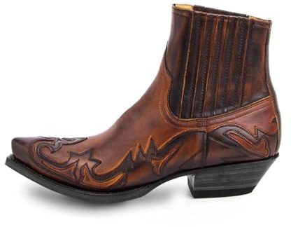 AKDJGFP Botas Vaqueras Hombre Botas de Hombre, Botines de cuña for Hombre, Botas Vaqueras Occidentales, Zapatos de Cuero Unisex for Hombre, Resistentes(Brown,44)