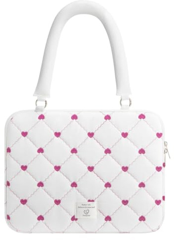 Songbala Housse pour ordinateur portable 13 14 - Doublure douce - Sac de transport rembourré - Compatible avec MacBook Air MacBook Pro 13 14 - Blanc
