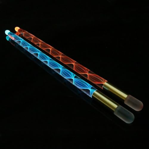 1 Paar 5A Glow in the Dark Drumsticks für Bühnen- und Nachtauftritte, leuchtende Polymer-Percussion-Sticks 395 mm 16 mm Durchmesser, 180 g, kompatibel mit Standard-Schlagzeug-Kits