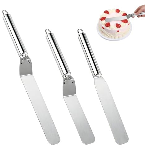 UZYXC Set 3 Spatole Per Torte In Acciaio Inox: Coltello E Spatola Angolare, Spatole Per Pasticceria, Per Glassa E Crema, Ideale Per Decorazione Dolci E Panificazione.