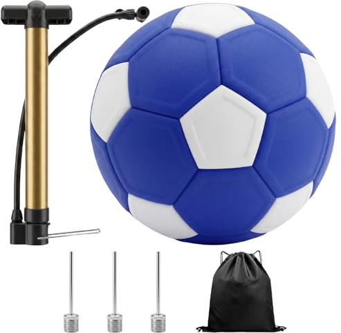Curve Ball Fußball Größe 5, 20cm Fussball Curveball,Eva Gummi Swerve Blau | Fussball Größe 5 mit Pumpe Aufbewahrungstasche, Geburtstag Weihnachten Geschenk für Fußballtraining Drinnen und Draußen