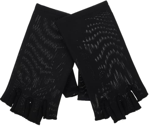 Alipis UV Handschuhe für Damen aus Elastischen Fasern Halb Fingerlos Weich und Bequem Maschinenwaschbar für Maniküre Angeln und Reisen 1 Paar Schwarz