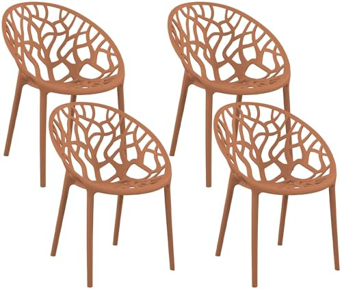 CLP Gartenstühle 4er Set stapelbar wetterfest Hope, Gartensessel mit Lehnen UV-beständig, Outdoorstühle aus Kunststoff bis 150 kg belastbar Farbe Terracotta