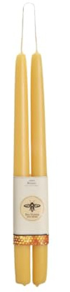Big Dipper Wax Works Natural Honey Hand-Dipped Beeswax Taper Candles – 12” x 7/8”, 2-Pack, 100% Pure Beeswax, Long Burning, Clean, Cotton Wick, Handmade in USA, Home Décor & Wedding Candles