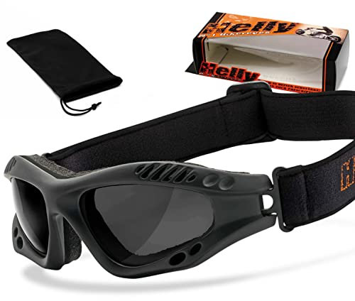 HELLY® - No.1 Bikereyes® | Motorradbrille, Bikerbrille, getönt | winddicht, gepolstert, beschlagfrei, HLT® Sicherheitsglas | TOP Tragegefühl bei langen Ausfahrten | Motorradbrille: 1325-a (smoke)