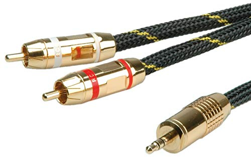 ROLINE GOLD Audio-Verbindungskabel 3,5mm Stereo - 2x Cinch, ST/ST, 2,5 m
