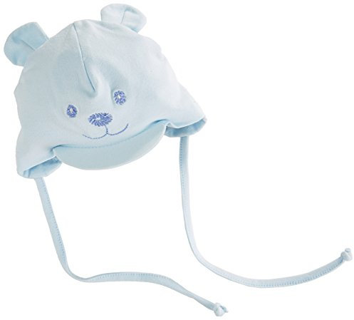 Sterntaler Schirmmütze für Jungen mit Bindebändern, Nackenschutz und niedlichem Bärchen-Motiv, Alter: 9-12 Monate, Größe: 47, Blau (Bleu)