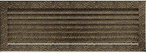 KRATKI Lüftungsgitter Fresh | 17 x 49 cm | Schwarz-Gold | Warmluftgitter mit Lamellen aus Stahl | Abluftgitter für Kamin Belüftung | Für Jede Art von Innenraum