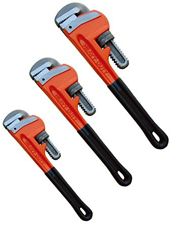 3pc 250mm (10) 355mm (14) 450mm (18) Heavy Duty Adjustable Plumbing Stilsons Monkey Wrench Shifting Pipe Spanner