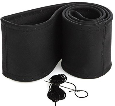 myshopx Lenkradschoner Lenkradhülle Lenkradbezug Echt Leder Farbe SCHWARZ Ø 39-41cm/ 11 cm