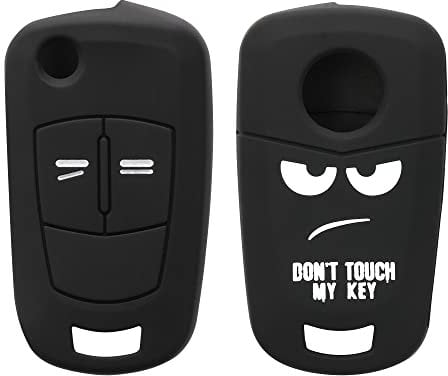 kwmobile Autoschlüssel Hülle kompatibel mit Opel Vauxhall 2-Tasten Klappschlüssel Autoschlüssel Hülle - Schlüsselhülle Don't Touch My Key Weiß Schwarz