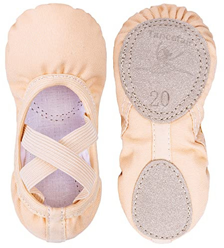 Tancefair Scarpe Danza Classica Tela Scarpette da Ballerina Mezze Punte Scarpe da Ballo Ginnastica Ballo Pantofole per Bambina Ragazze Donna