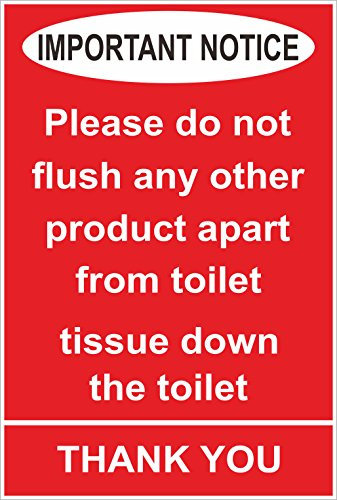 Indigos UG Aufkleber Hygiene catering Important notices please do not flush any other product apart from toilet tissue down the toilet thank you safety 100mmx 150mm