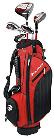 Orlimar ATS Junior Boys' Red/Black Series Set (LH Ages 9-12) | Red/Black Series Fits Kids 52-60” Tall, Golf Bag with Stand, Driver, Hybrid, 7-iron, Wedge, Putter & Headcovers, Graphite