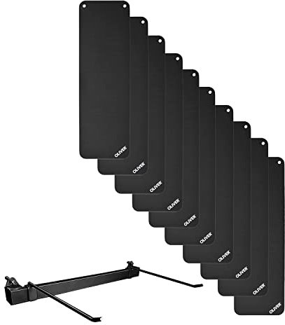 Oliver – 10er Set rutschfeste Sportmatte mit Ösen inkl. Sveltus Wandhalterung zum Aufhängen – Yogamatte für Yoga, Pilates, Gymnastik & Fitness – Gymnastikmatte Fitnessmatte (180 x 60 x 1 cm | Schwarz)