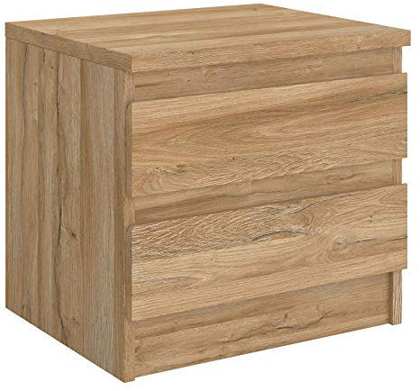 CARO-Möbel Nachttisch Aster Nachtschrank Nachtkommode mit 2 grifflosen Schubladen in Wildeiche
