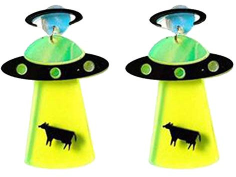 Persönlichkeit Acryl Geometric Ufo Raumschiff Fliegende Untertasse Alien Baumeln Ohrringe Schmuck