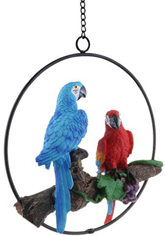 Tubayia Lebensechte Papagei Vogel Figur Skulptur Hängende Gartenfigur Dekoration für Garten Balkon Baum