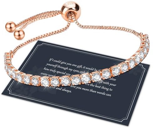 J.Fée Tennisarmband Rosegold Armband Damen Armbänder Damen Armband Rosegold Damen Tennis Armband Armband Damen Rosegold Armband Damen Geschenke für Frauen Geschenk für Sie Valentinstag