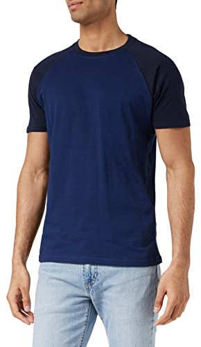 Urban Classics Herren Raglan Contrast Tee – Slim Fit T-Shirt mit Kontrastärmeln, Rundhalsausschnitt, sportlicher Look, weicher Baumwollmix, Basic Style,Darkblue/Midnightnavy,5XL