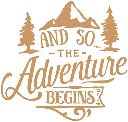 Samunshi® Camping Aufkleber 'The Adventure Begins' in 8 Größen und 25 Farben (20x19cm Hellbraun)