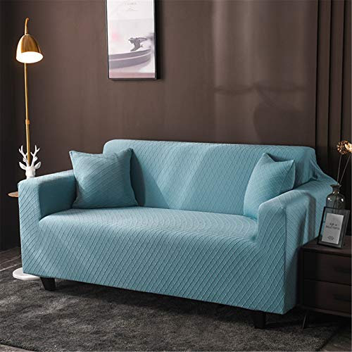 Blau Grau Rosa Jacquard Elastischer Sofabezug Sofahusse, Stretch-Stoff Couch-Bezug, Couchbezug Sofa Abdeckung Hussen Sofa Couch Sessel (Blau,4 Sitzer)