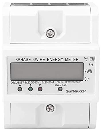 LCD Digitale Stromzähler Hutschiene KWh Zähler 3 x 20(80A) 230/400V 5(80) A 3-phasiger wechselstromzähler