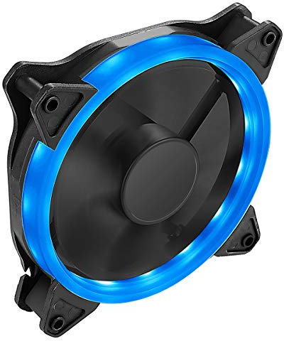 CiT Blue Ring PC Cooling Fan 120mm, Fan Speed: 1200RPM, Hydraulic Bearing, 16pcs LEDs, 7 Blades, 3 Pin Or 4 Pin Power, High Performing, Reliable Fan For Computer Cases | Black, OEM-RING-BLUE-12
