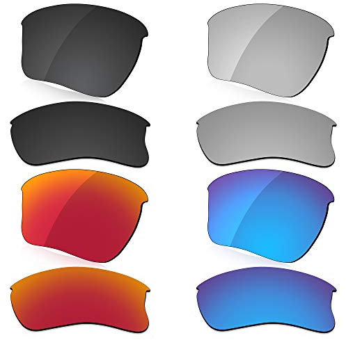 LenzReborn Verres polarisés de rechange pour lunettes de soleil Oakley Flak Jacket XLJ - Plus d'options, noir foncé + gris argenté + rouge feu + bleu glacier, Taille unique