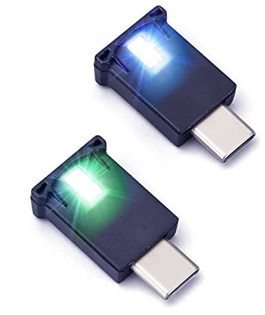 AOZITA Mini USB Tipo C LED RGB Brillo de Luz Ajustable 8 Color Cambiable para Coche, Portátil, Teclado. Atmósfera Inteligente Tipo C Lámpara de Noche para Decoración del Hogar (Cantidad: 2)