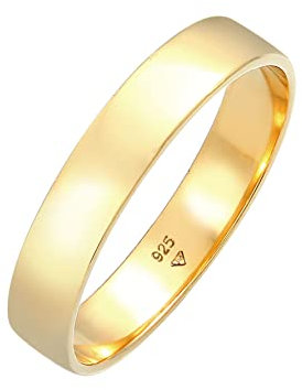 Kuzzoi Herrenring (4.5 mm) Handgefertigt, Bandring für Männer aus 925 Sterling Silber vergoldet, Ehering Verlobungsring Freundschaftsring, Basic Herren Ring poliert, Ringgröße 62, 0602911121_62