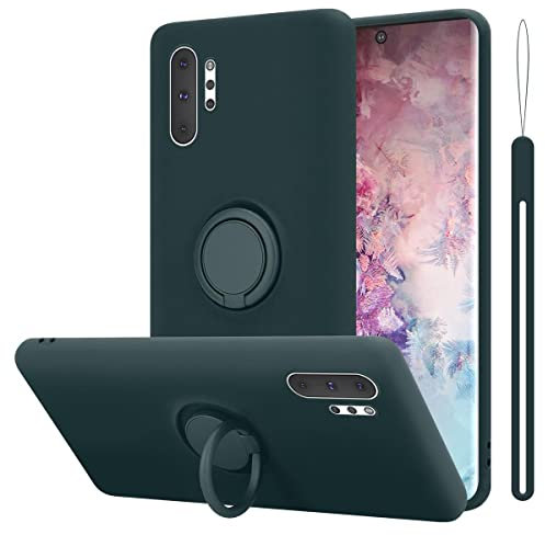 cadorabo Coque Compatible avec Samsung Galaxy Note 10 Plus en Liquid Green - Etui pour Téléphone Portable en Silicone TPU Souple avec Anneau - Coque en Silicone Ultra Slim Soft Back Cover Case Bumper