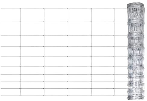 vidaXL Gartenzaun Weidezaun Knotengeflecht Wildzaun Drahtzaun Forstzaun Gitterzaun Wildgitter Schafsdraht Zaun Verzinkter Stahl 50x1,5m Silbern