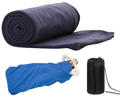 Kisbeibi Leichter Schlafsackeinsatz, Outdoor Single Envelope Polar Fleece Schlafsack Liner für Camping, Reisen, Picknick, Flugzeuge, Züge
