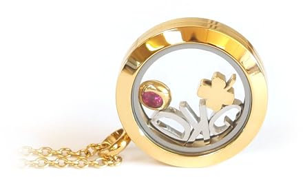 Personalisierte Medaillon-Kette klein 25mm mit Buchstaben, Alphabet, Halskette, Geburtssteine,silber, rosegold, gold