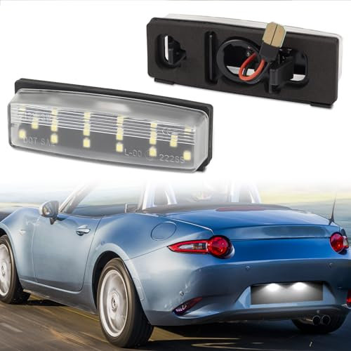 POPMOTORZ LED Kennzeichenbeleuchtung, 2 Stücke Nummernschildbeleuchtung 2835 SMD 6000K Xenon Weiß mit CanBus Fehlerfrei Einfache Installation für Mazd-a MX-5 Miata 2006-2015