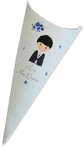 Coni Portaconfetti o Porta Riso per Feste a Tema Grafica a Scelta Compleanno Matrimonio Battesimo Nascita confettata bomboniere (Comunione Floral Celeste)