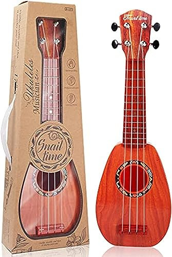 Kindergitarre, 17 Zoll Acoustic Gitarre Kinder, Ukulele mit 4 Saiteninstrumenten und Plektrenfür Anfänger Geeignet und Kinder, Neujahrsgeschenke(Dunkelbraun)