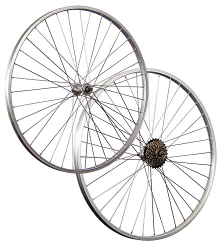 Laufradsatz 28 Zoll rostfreie Speichen Vollachse Shimano Schraubkranz 7 Fach